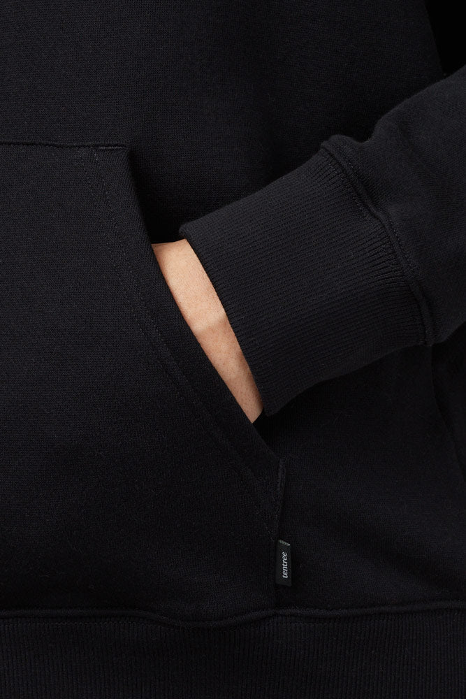 tentrees treefleece oversized full zip hoodie black pockets