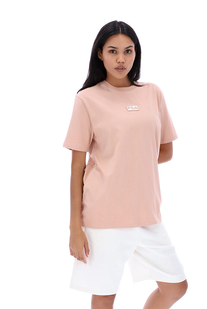 Fila Pink rose short sleeved essential gym t-shirt with ribbed collar detail