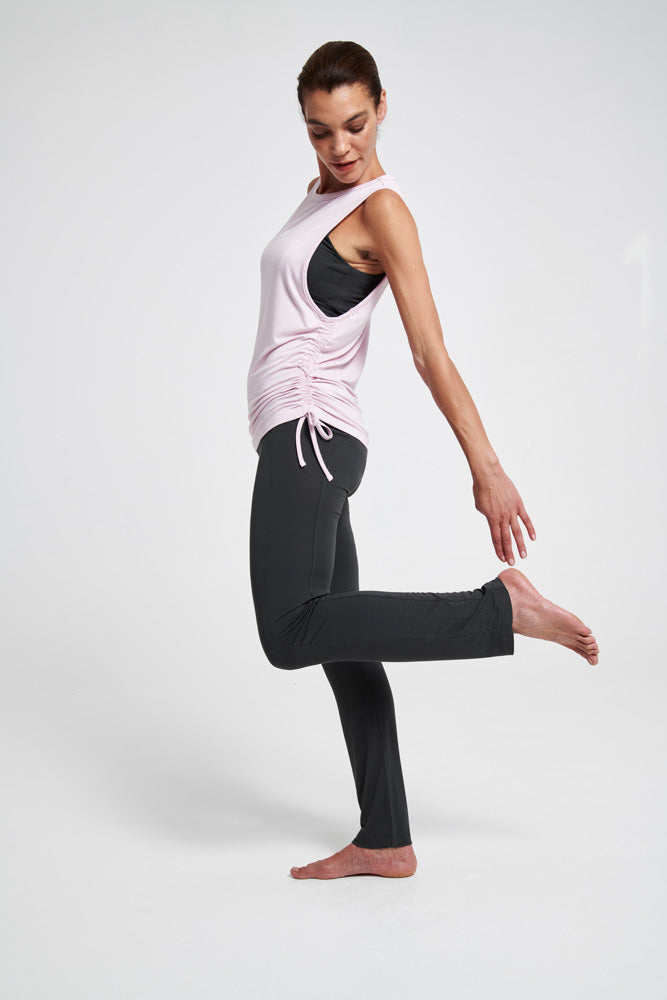 Asquith yoga pink Gathered Side Vest for a gym top or athleisurewear