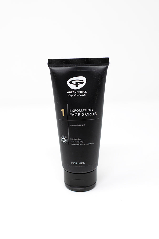 Exfoliating mens face scrub made from organic and sustainably sourced ingredients 