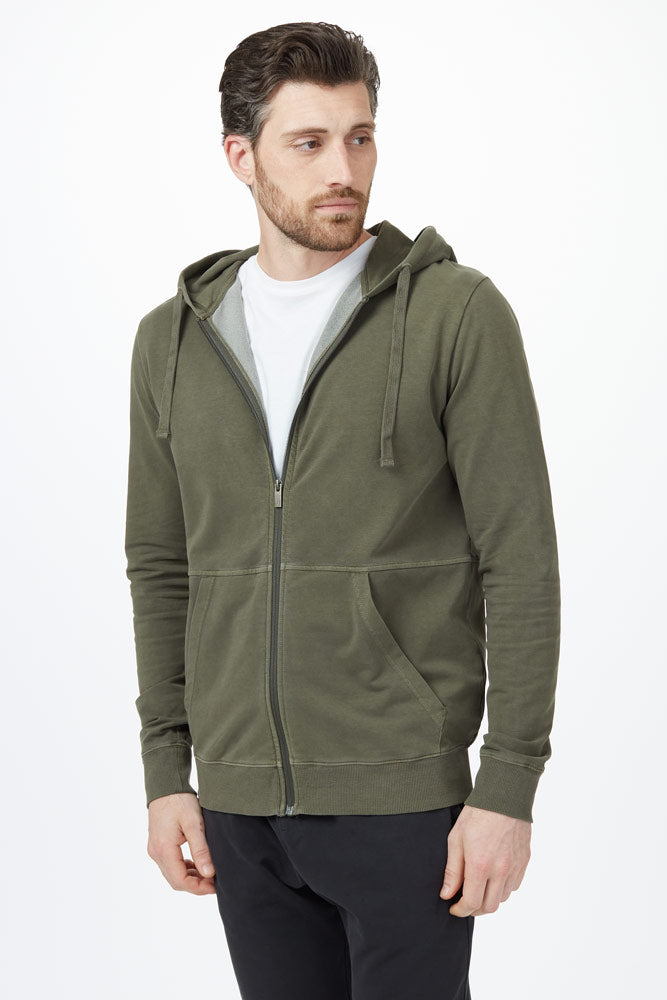 khaki tentree french terry zip hoodie mens sustainable active wear