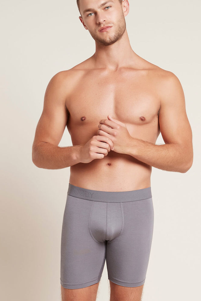 mens everyday long boxer grey sustainable bamboo fabric eco friendly under wear