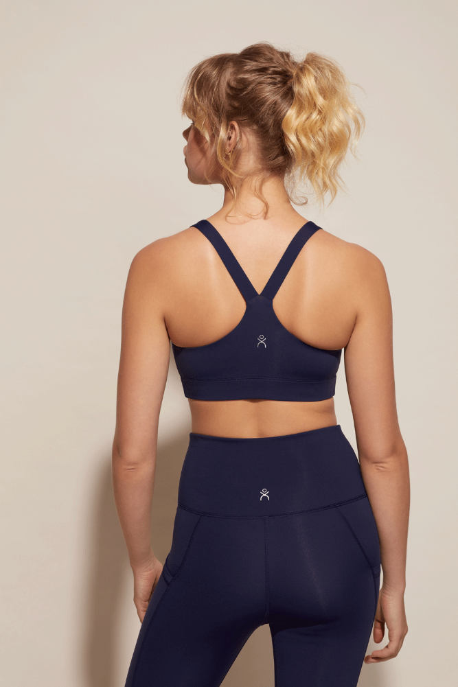 Emma sports bra by DK Active in Navy Blue ideal to match with DK champion leggings 65% recycled material