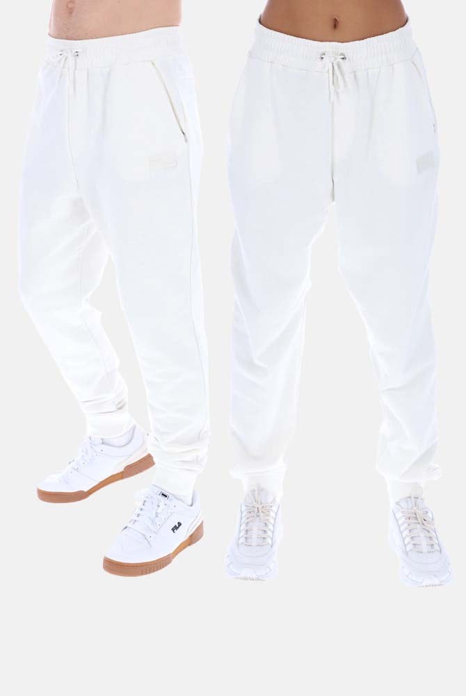 White Raffy unisex joggers by Fila with zip pockets