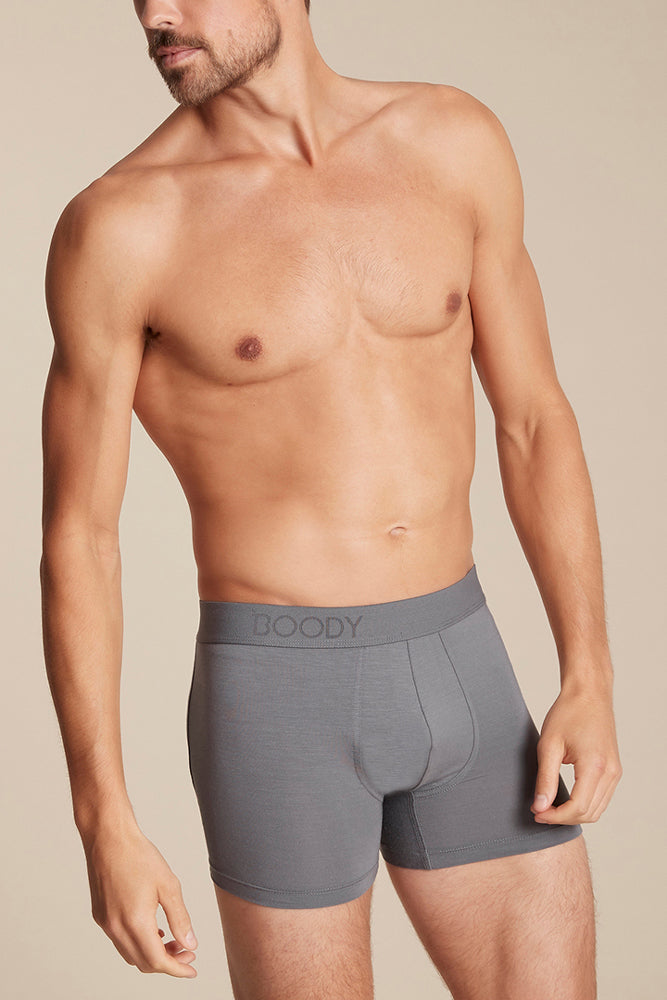 boody mens everyday boxer grey bamboo fabric sustainable underwear