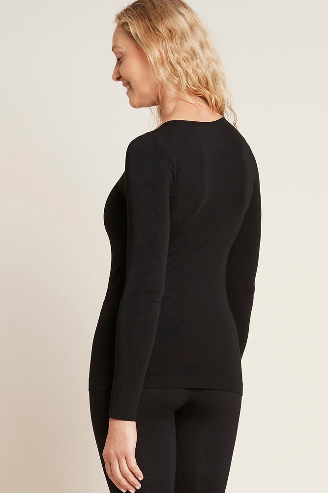 Womens long sleeve crew neck top from boody in black 