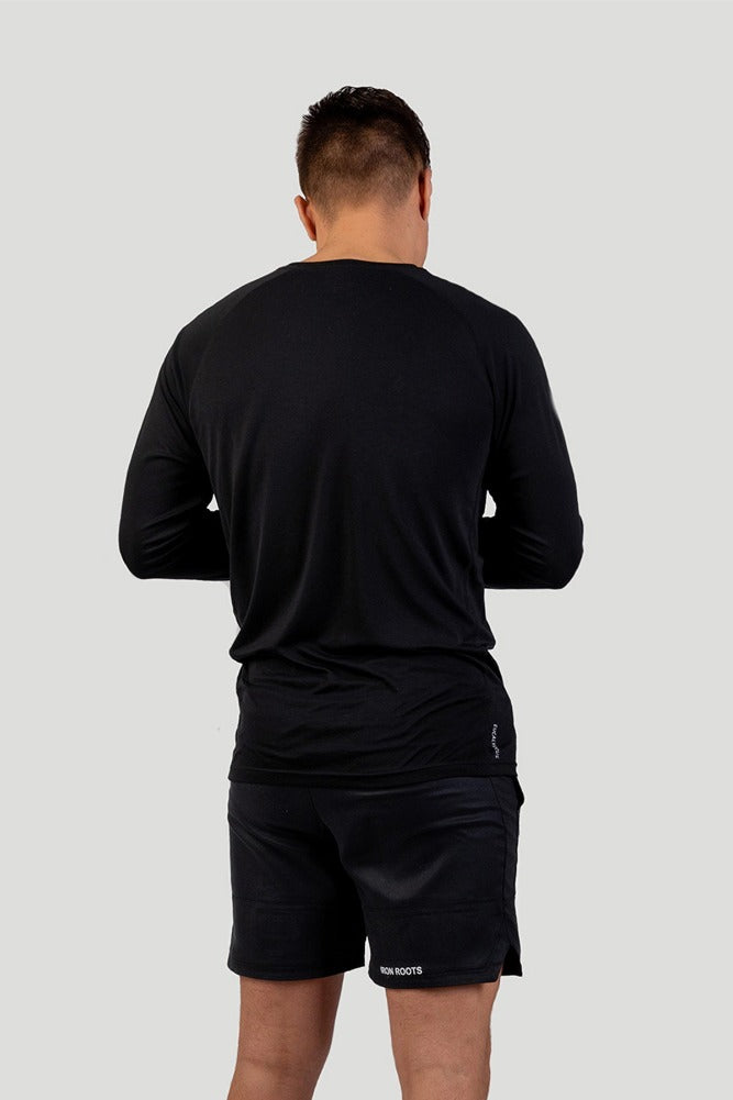 Iron Roots black Mens Performance Long Sleeve Tee gym top sports top