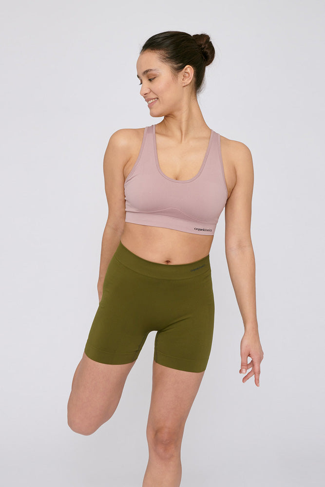 green seamless active yoga shorts organic basics running shorts
