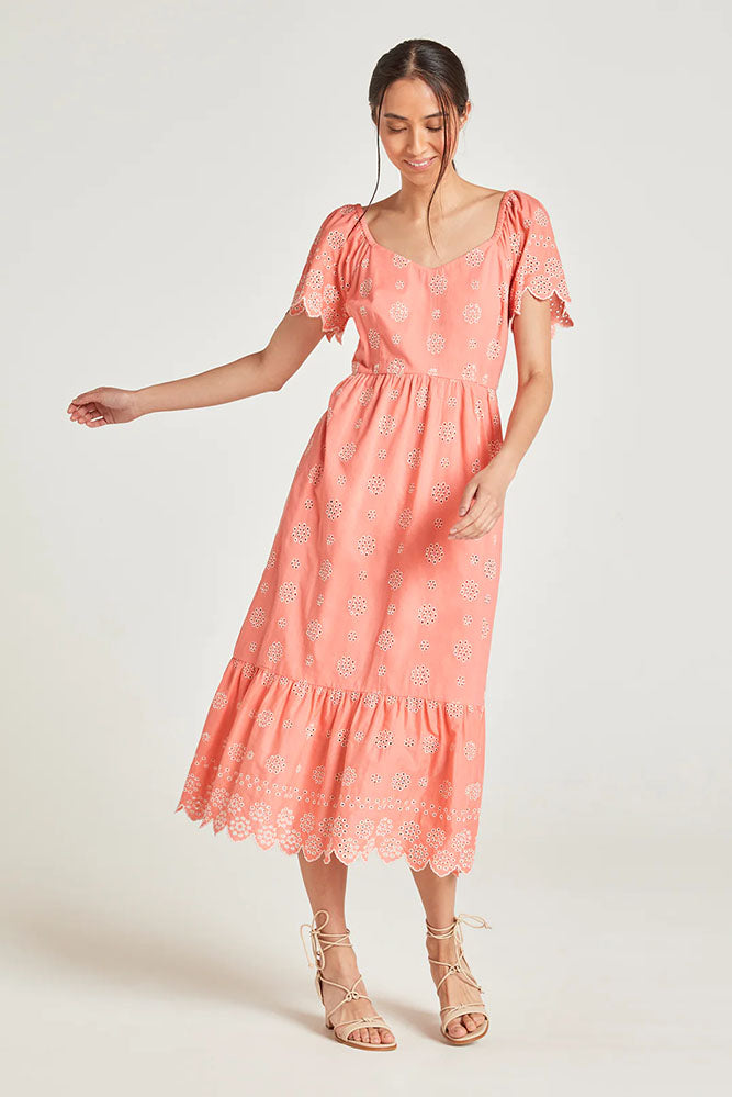 Coral Midi Dress Made From Organic Cotton