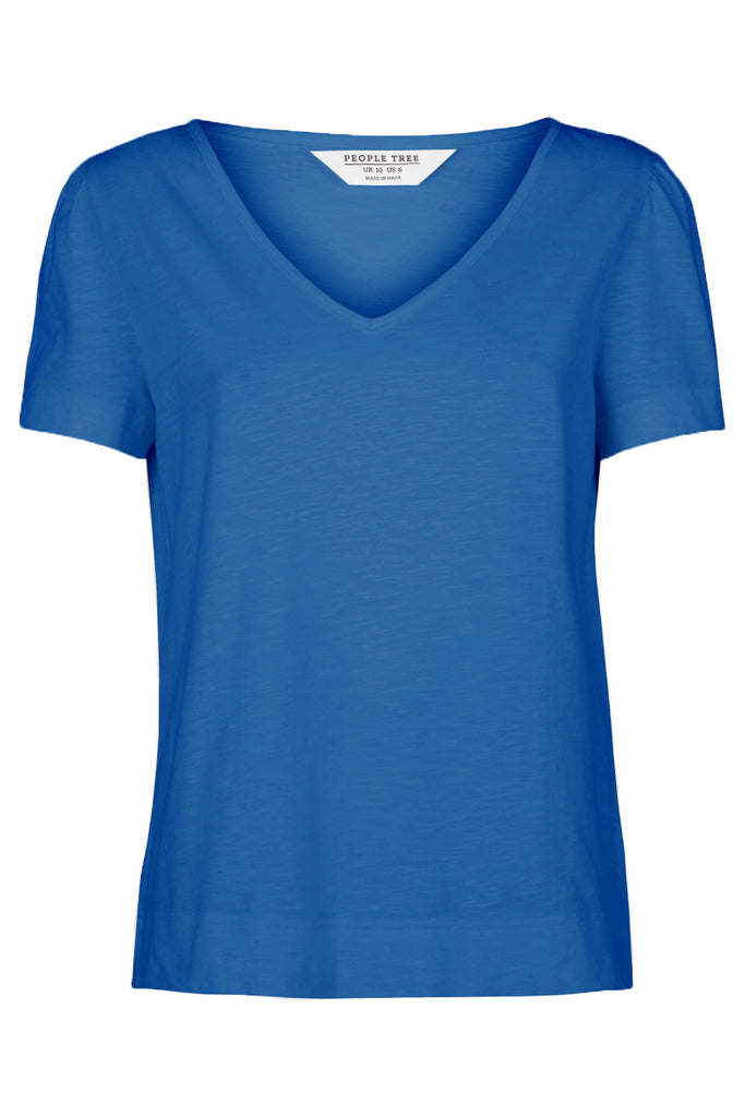 blue v neck t-shirt