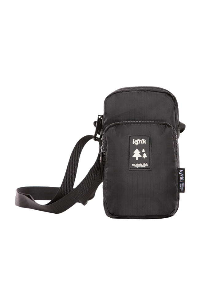 Black waterproof Lefrik cross body bag zip front pocket with adjustable strap