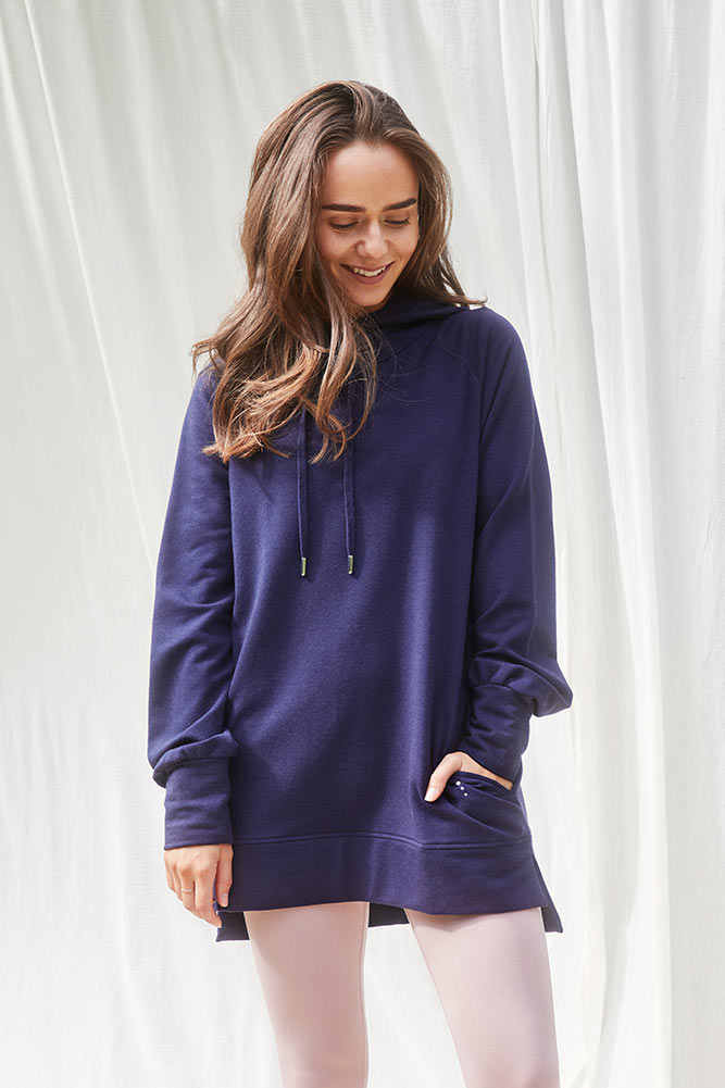 Navy blue Asquith Longline Heavenly Hoodie perfect for lounge wear or for running errands
