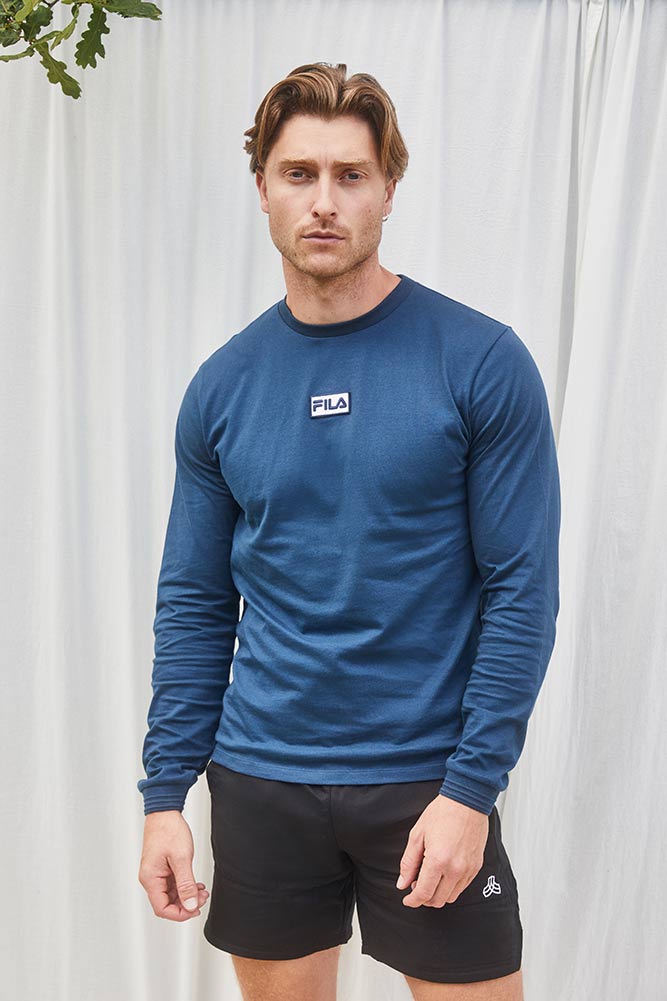 Mens and unisex gym long sleeve tshirt in Navy Blue by Fila