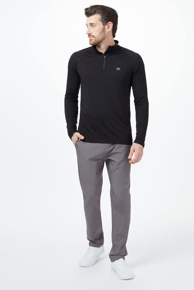 tentrees black destination 1/4 zip baselayer mens activewear sustainable sportswear