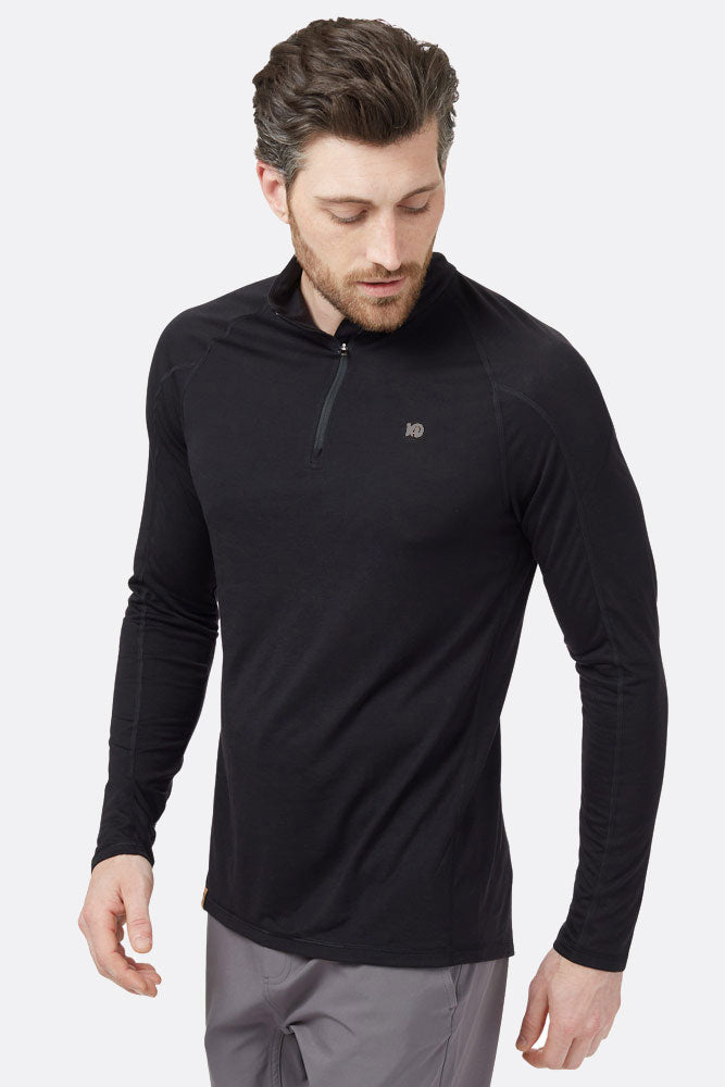 destination 1/4 zip baselayer black tentrees recycled bottles ethical activewear