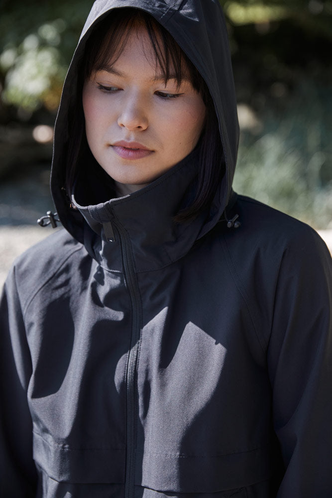 tentree nimbus rain jacket black waterproof hood womens