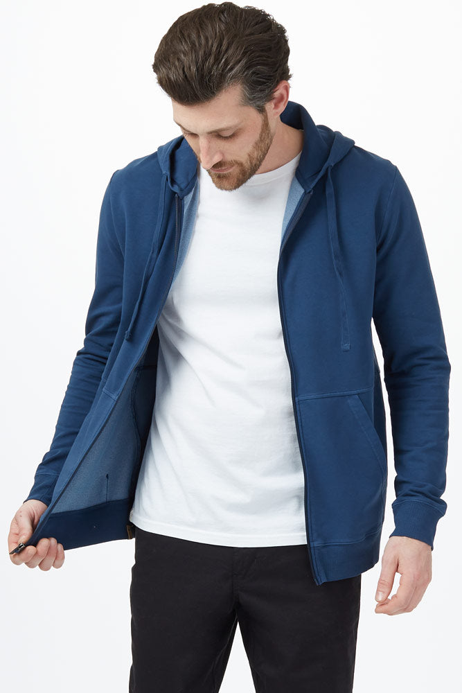 blue french terry zip hoodie mens tentree zip up outdoor sportswear