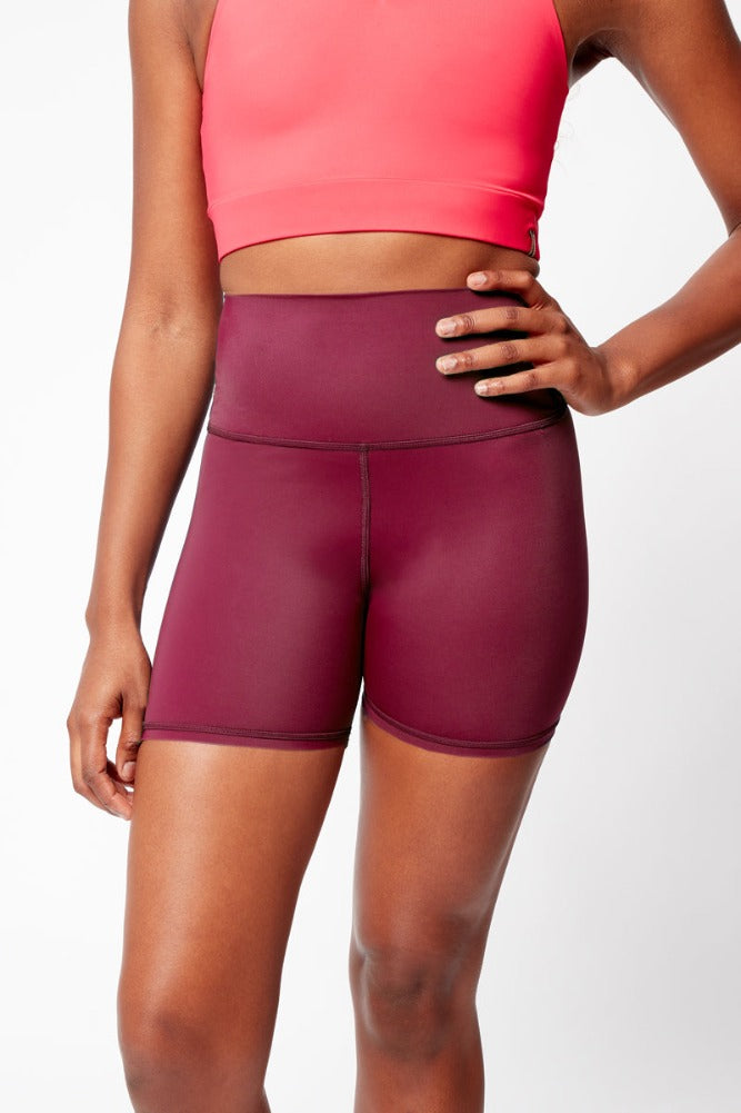 Contur burgundy high waisted Newfound cycling shorts