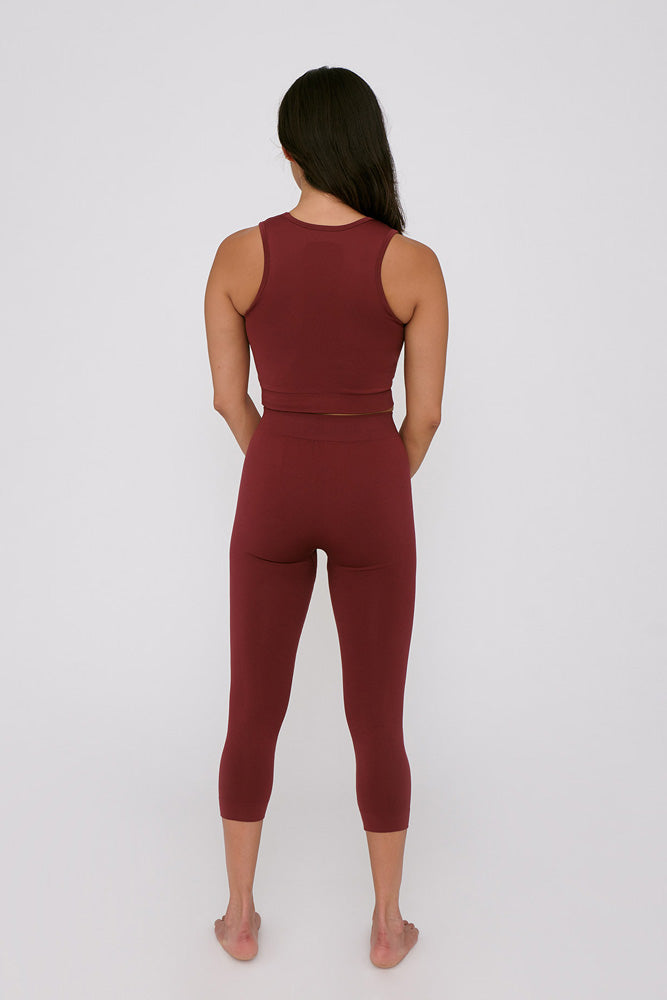 burgundy organic basics seamless active 3/4 leggings