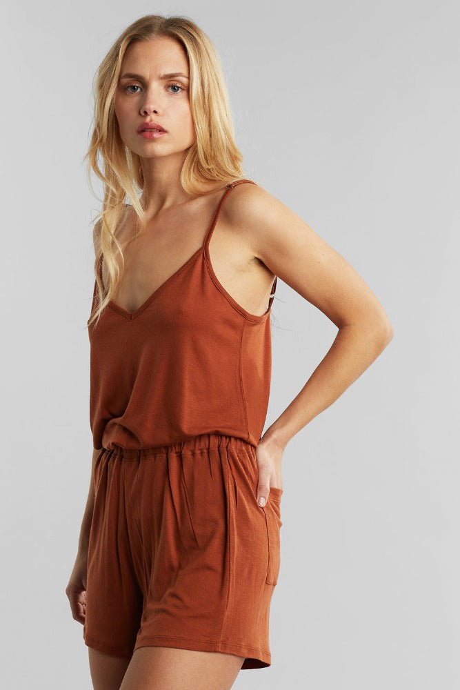 Burnt orange v neck lykke slouchy cami top from dedicated made from TENCEL