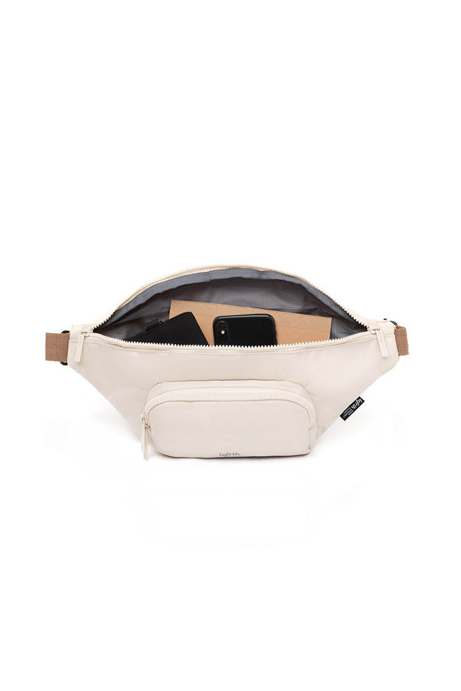 Recycled bottle Atlas crossbody bag with small phone front pocket this Lefrik bumbag is water resistant