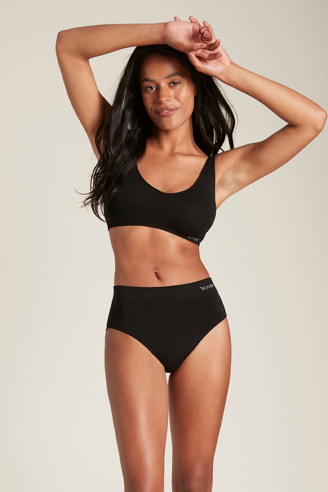 Black boody high waisted underwear full brief made from organic bamboo 