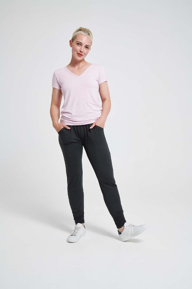 Slate grey Asquith Long Harem Pant legging for the gym or yoga