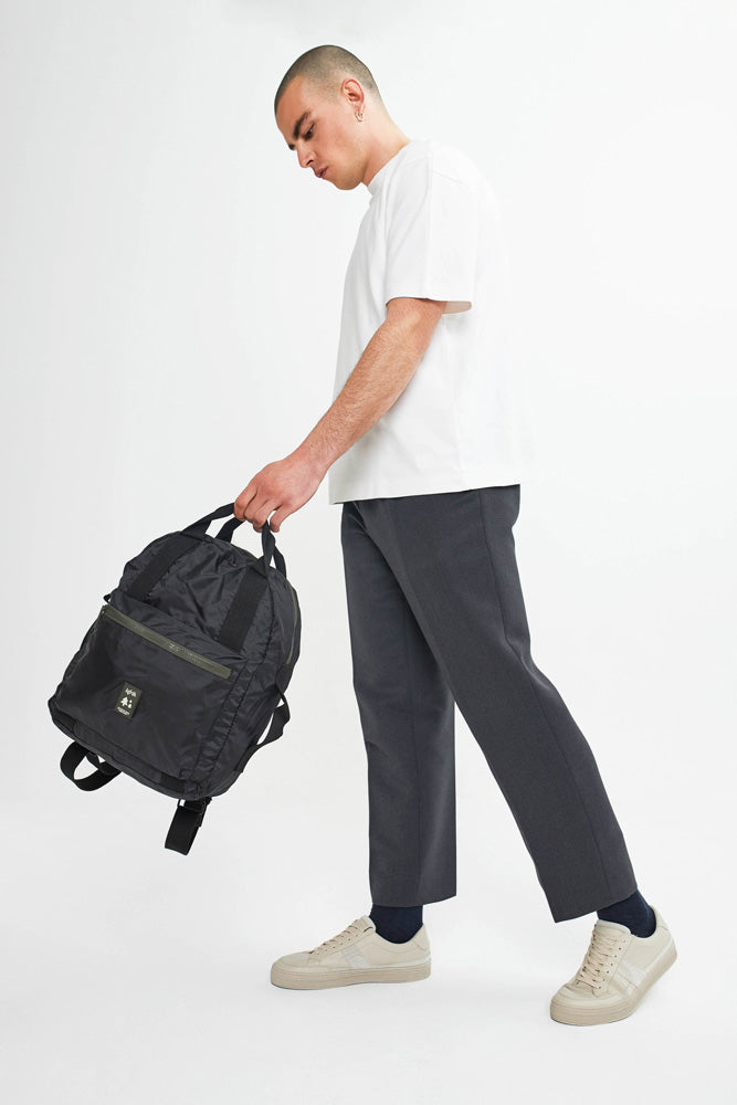 Lightweight foldaway backpack with pockets Black Lefrik waterproof and washable 
