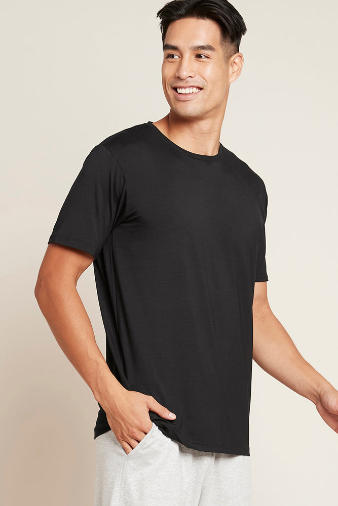 Boody mens crew neck tshirt with short sleeves in black