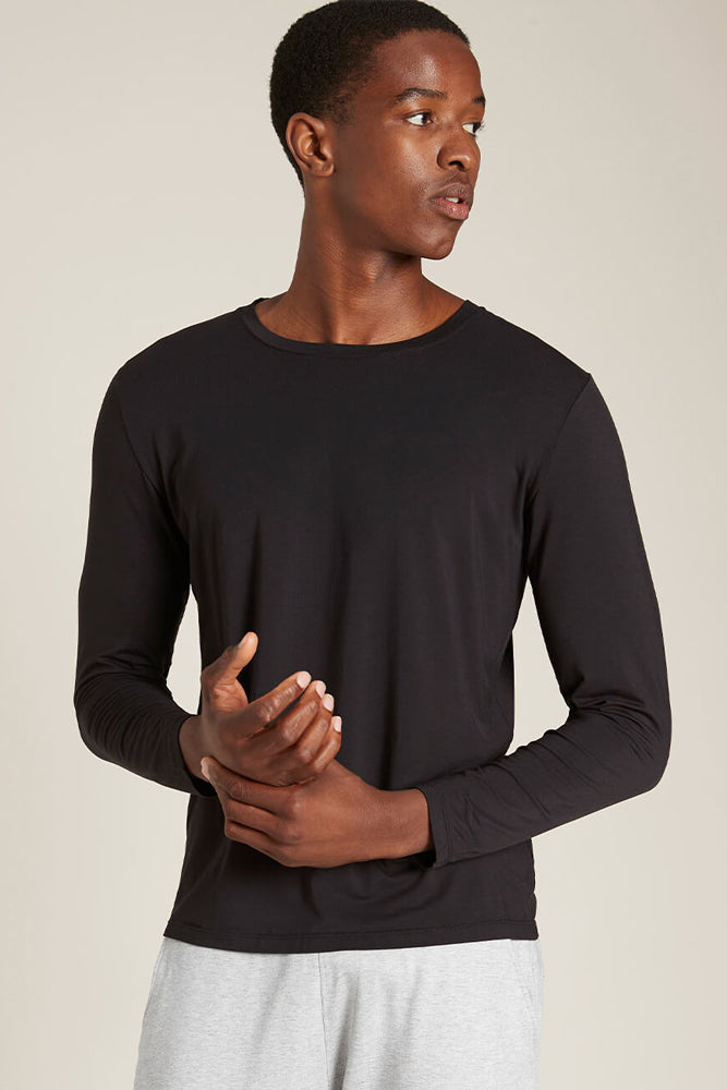 mens long sleeve crew neck black boody loungewear athleisure 