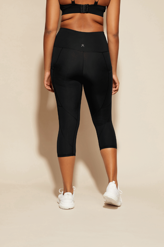 Made with 65% recycled materials DK Active Black Essential Capri leggings ideal for sport and leisure wear
