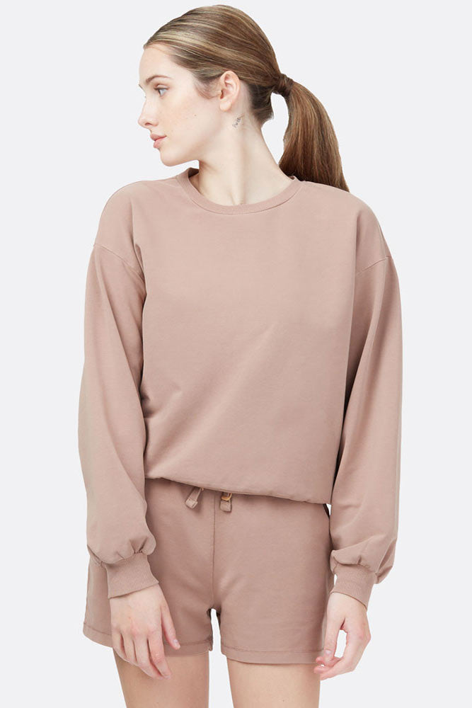 neutral french terry ballon sleeve crew sports top tentree
