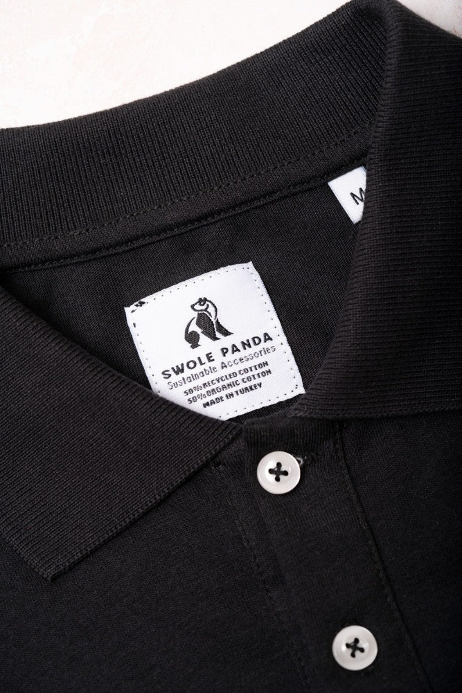 Swole Panda golf clothes black Refibra Polo Shirt