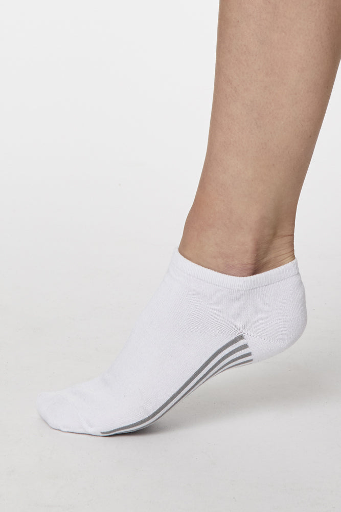 white essential bamboo trainer socks thought