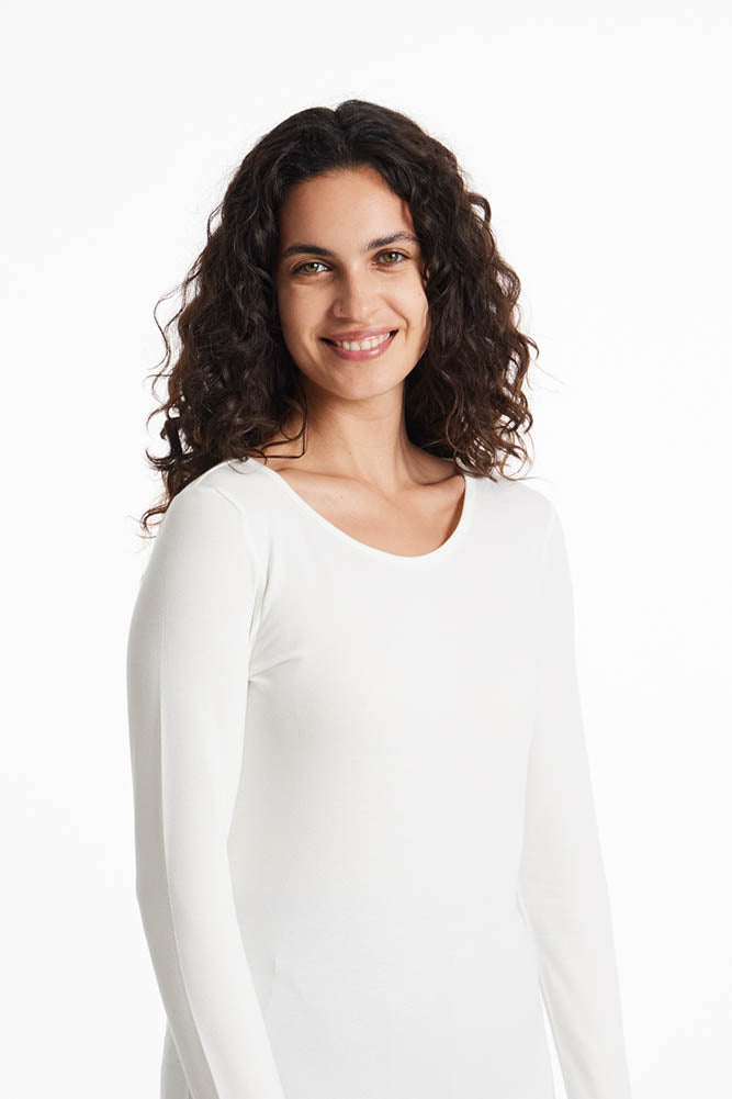 Long sleeve organic cotton white top