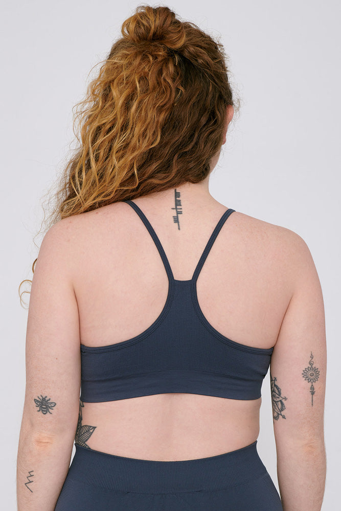 organic basics dusty blue seamless active sports bra