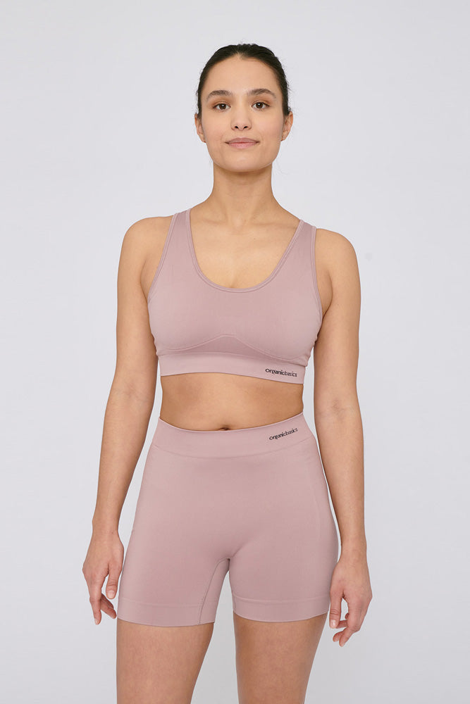 pink organic basics seamless active yoga shorts