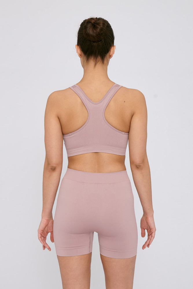 organic basics pink seamless active yoga shorts