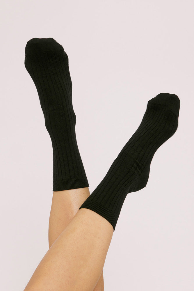 black organic cotton rib socks organic basics